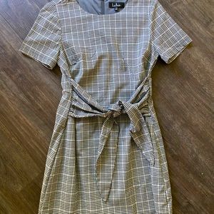 NWOT Lulus Black and White tie waist sheath dress mini